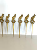 Figural Bird Cocktail Picks, Solid Brass