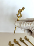 Figural Bird Cocktail Picks, Solid Brass