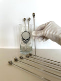 1980s Poison Swizzle Sticks Glass Set, Name Your Poison Barware