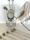 1980s Poison Swizzle Sticks Glass Set, Name Your Poison Barware