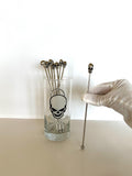 1980s Poison Swizzle Sticks Glass Set, Name Your Poison Barware
