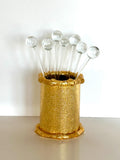 Mid Century Gold Bamboo Cocktail Picks Set