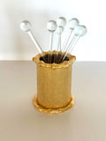 Mid Century Gold Bamboo Cocktail Picks Set