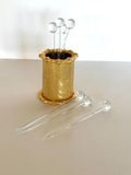Mid Century Gold Bamboo Cocktail Picks Set