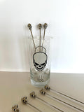 1980s Poison Swizzle Sticks Glass Set, Name Your Poison Barware