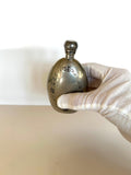 Vintage Flask, Small Oval Floral Etched 3 Ounce Flask, Antique Barware