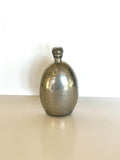Vintage Flask, Small Oval Floral Etched 3 Ounce Flask, Antique Barware