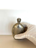 Vintage Flask, Small Oval Floral Etched 3 Ounce Flask, Antique Barware