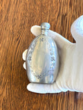 Vintage Flask, Small Oval Floral Etched 3 Ounce Flask, Antique Barware