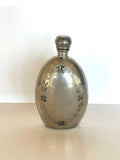 Vintage Flask, Small Oval Floral Etched 3 Ounce Flask, Antique Barware