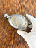 Vintage Flask, Small Oval Floral Etched 3 Ounce Flask, Antique Barware