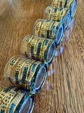 Georges Briard Snake Glasses, 1950s Gold Black Low Balls, Mid Century Glassware