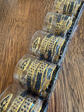 Georges Briard Snake Glasses, 1950s Gold Black Low Balls, Mid Century Glassware