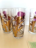 Purple Thistle Glasses Gregory Duncan, New Old Stock, Mid Century Glasses, MCM Glassware