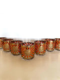 Georges Briard Art Deco Glasses, Mid Century Gold Rocks Glasses, MCM Low Ball Glassware