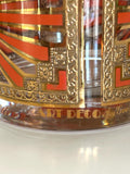 Georges Briard Art Deco Glasses, Mid Century Gold Rocks Glasses, MCM Low Ball Glassware