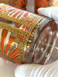 Georges Briard Art Deco Glasses, Mid Century Gold Rocks Glasses, MCM Low Ball Glassware