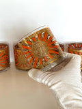 Georges Briard Art Deco Glasses, Mid Century Gold Rocks Glasses, MCM Low Ball Glassware