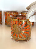 Georges Briard Art Deco Glasses, Mid Century Gold Rocks Glasses, MCM Low Ball Glassware