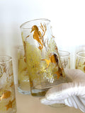 Vintage Gold Seahorse Fish Glasses, Bartlett Collins, Mid Century Glassware, New Old Stock