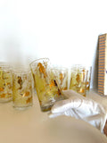 Vintage Gold Seahorse Fish Glasses, Bartlett Collins, Mid Century Glassware, New Old Stock