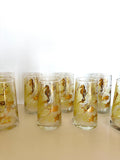 Vintage Gold Seahorse Fish Glasses, Bartlett Collins, Mid Century Glassware, New Old Stock