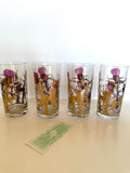 Purple Thistle Glasses Gregory Duncan, New Old Stock, Mid Century Glasses, MCM Glassware