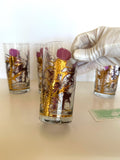 Purple Thistle Glasses Gregory Duncan, New Old Stock, Mid Century Glasses, MCM Glassware