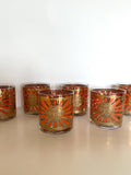 Georges Briard Art Deco Glasses, Mid Century Gold Rocks Glasses, MCM Low Ball Glassware