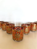 Georges Briard Art Deco Glasses, Mid Century Gold Rocks Glasses, MCM Low Ball Glassware