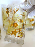 Vintage Gold Seahorse Fish Glasses, Bartlett Collins, Mid Century Glassware, New Old Stock