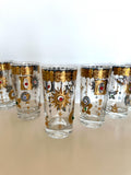 Culver Jeweled Highball Glasses, Charm Bracelet Pattern, Mid Century Glassware