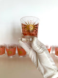 Vintage Atomic Glasses | Fred Press Eclipse Starburst Lowballs | Atomic Glassware