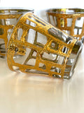 Culver Glasses | Gold Abstract Brutalist Pattern | Mid Century Glassware | Brutalist Barware