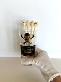 Georges Briard Mix Your Poison Glass | Jeweled Skull Swizzle Sticks | Name Your Poison Glassware