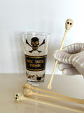 Georges Briard Mix Your Poison Glass | Jeweled Skull Swizzle Sticks | Name Your Poison Glassware