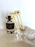 Georges Briard Mix Your Poison Glass | Jeweled Skull Swizzle Sticks | Name Your Poison Glassware