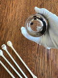 Georges Briard Mix Your Poison Glass | Jeweled Skull Swizzle Sticks | Name Your Poison Glassware
