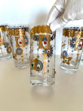 Culver Jeweled Highball Glasses, Charm Bracelet Pattern, Mid Century Glassware