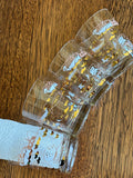 Vintage Atomic Fish Glasses | Gold White Pink Atomic Low Ball Set | Mid Century Glassware
