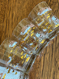 Vintage Atomic Fish Glasses | Gold White Pink Atomic Low Ball Set | Mid Century Glassware