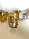 Culver Glasses | Gold Abstract Brutalist Pattern | Mid Century Glassware | Brutalist Barware