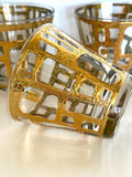 Culver Glasses | Gold Abstract Brutalist Pattern | Mid Century Glassware | Brutalist Barware