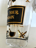 Georges Briard Mix Your Poison Glass | Jeweled Skull Swizzle Sticks | Name Your Poison Glassware