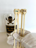 Georges Briard Mix Your Poison Glass | Jeweled Skull Swizzle Sticks | Name Your Poison Glassware