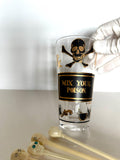 Georges Briard Mix Your Poison Glass | Jeweled Skull Swizzle Sticks | Name Your Poison Glassware