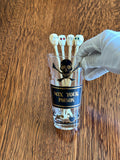 Georges Briard Mix Your Poison Glass | Jeweled Skull Swizzle Sticks | Name Your Poison Glassware
