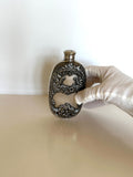 Vintage Art Nouveau Flask | Floral Embossed Silver-Plated Flask 1930s | Barware
