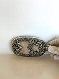 Vintage Art Nouveau Flask | Floral Embossed Silver-Plated Flask 1930s | Barware