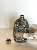 Vintage Art Nouveau Flask | Floral Embossed Silver-Plated Flask 1930s | Barware